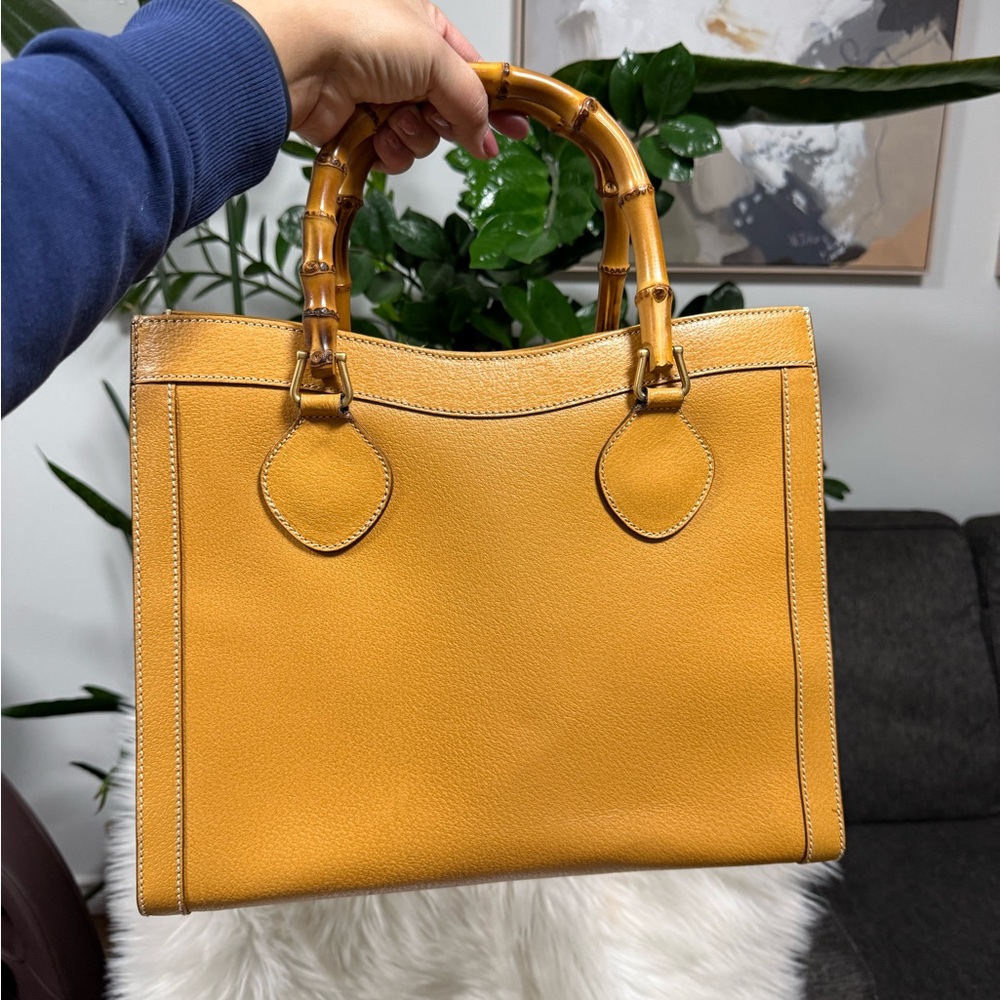Diana Gucci Mustard Yellow Bamboo Tote